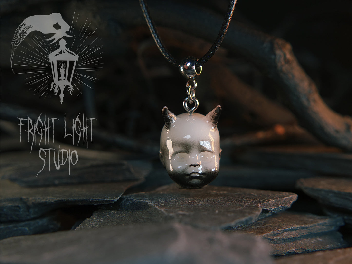 Demon Baby Head Necklace – Gothic Horror Pendant