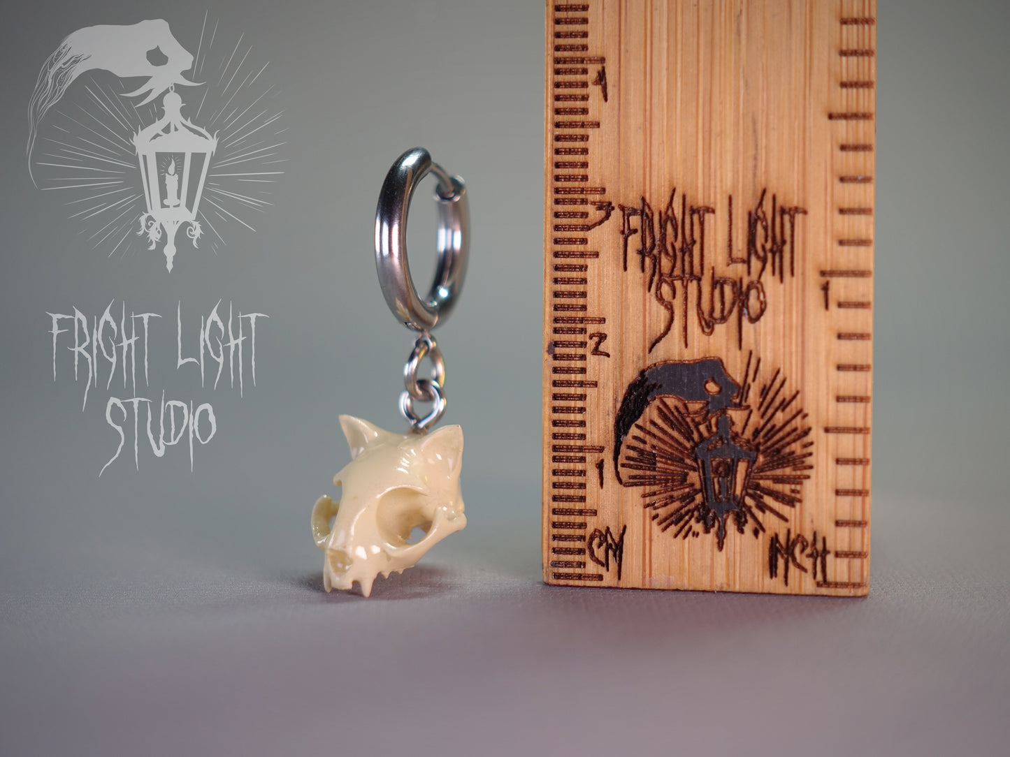 Cat Skull Glossy Bone