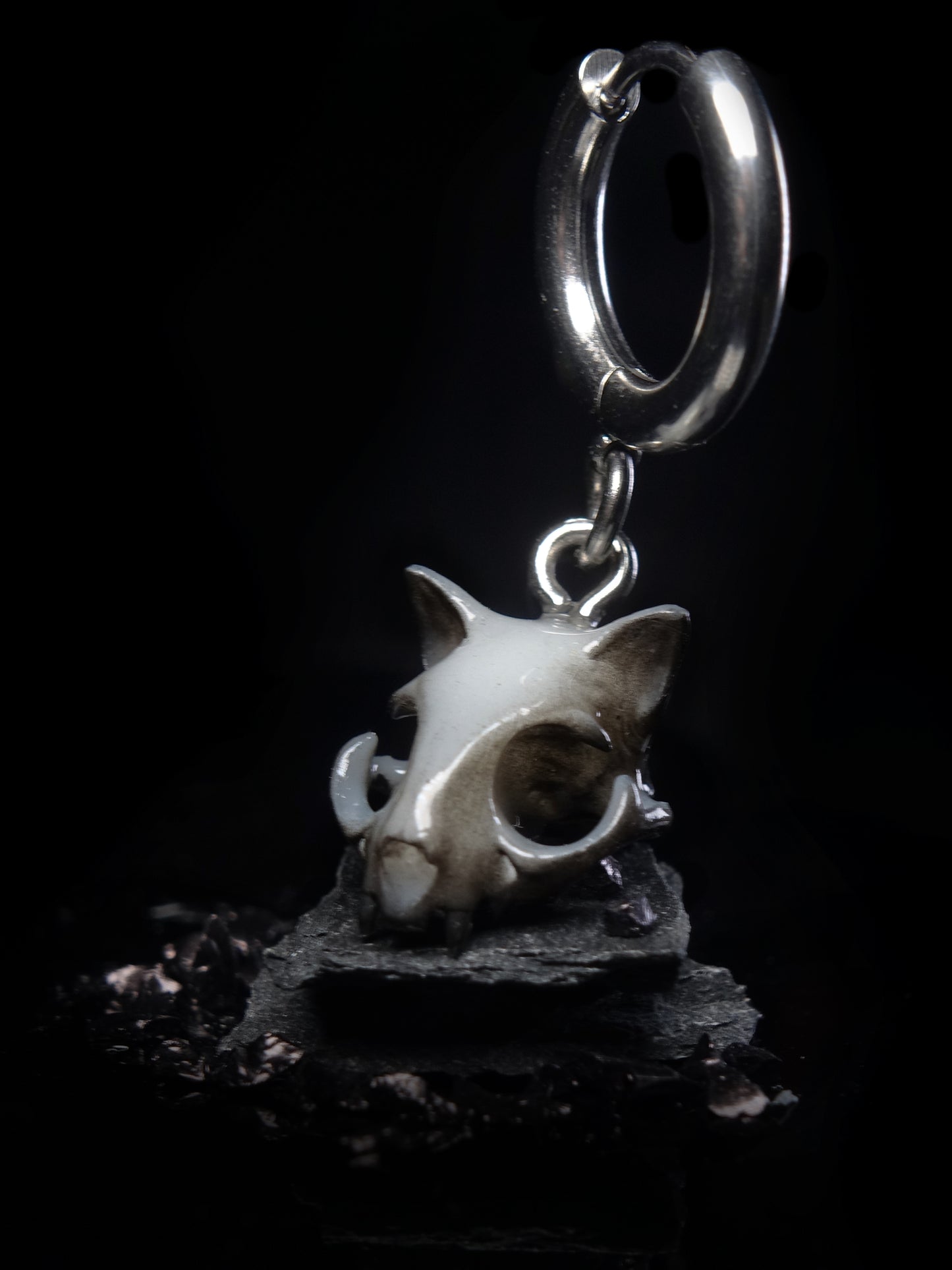 Cat Skull Ghost Earrings