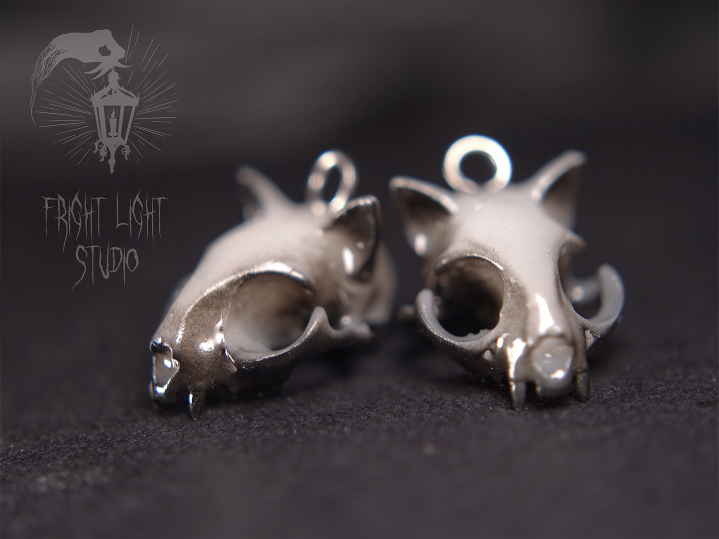 Cat Skull Ghost Earrings (Pair)