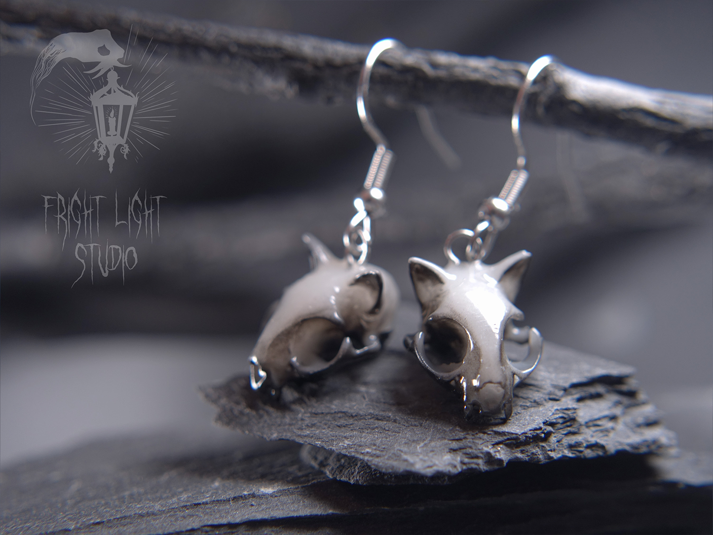Cat Skull Ghost Earrings (Pair)