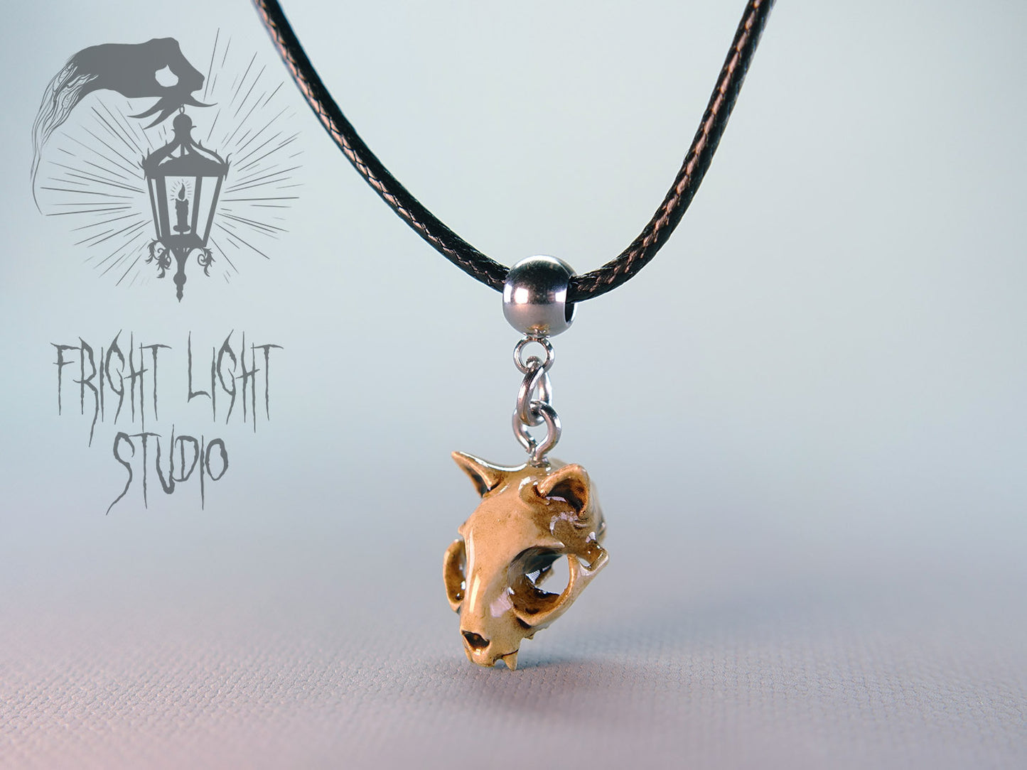 Cat Skull Necklace – Aged Bone Gothic Pendant