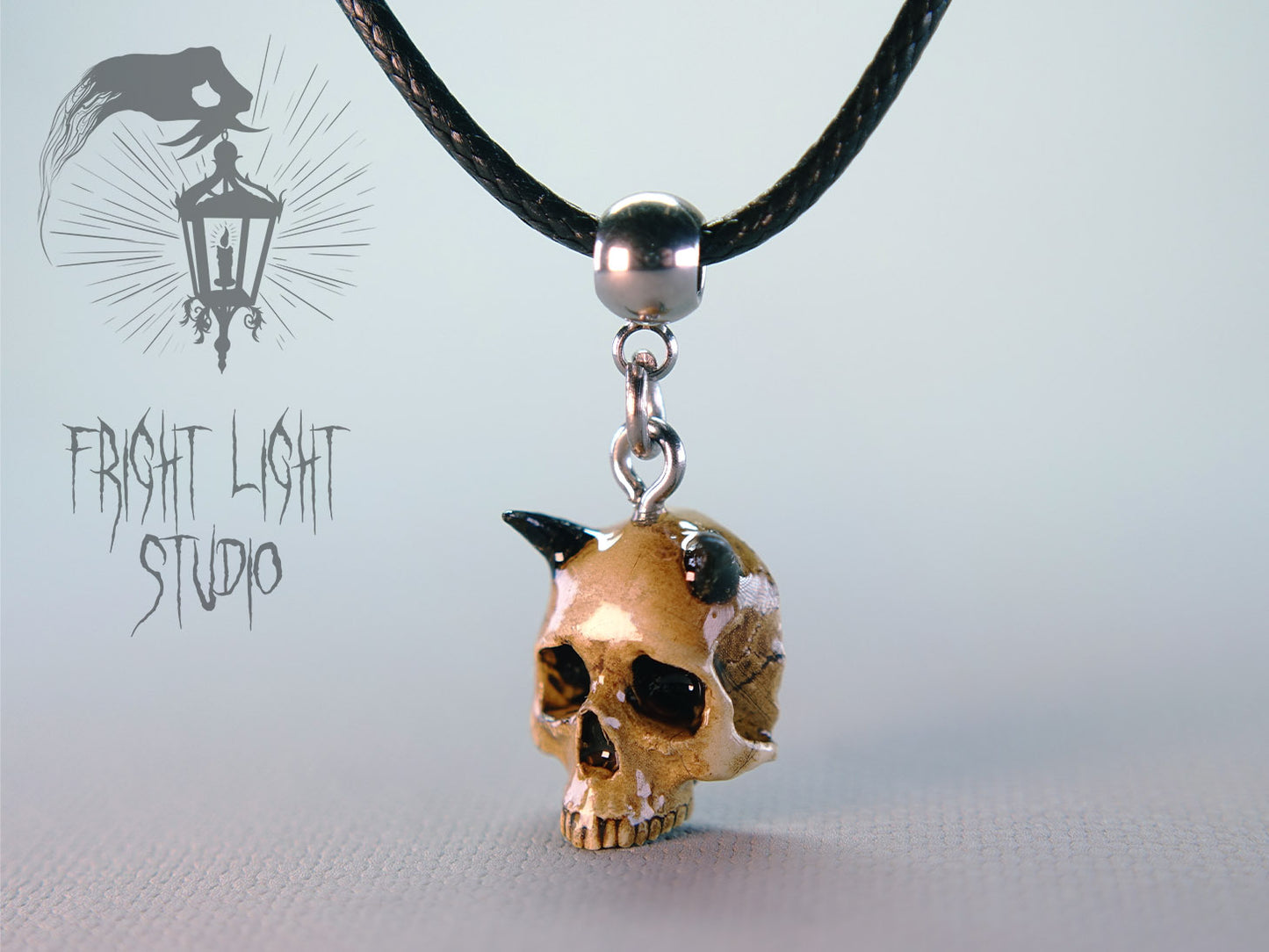 Devil Skull Necklace – Aged Bone Gothic Pendant