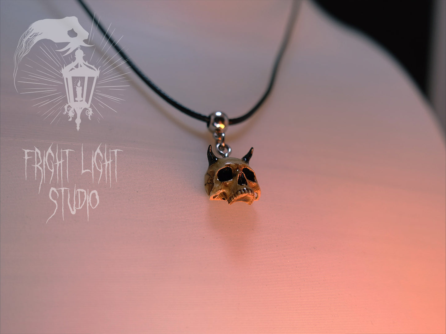 Devil Skull Necklace – Aged Bone Gothic Pendant