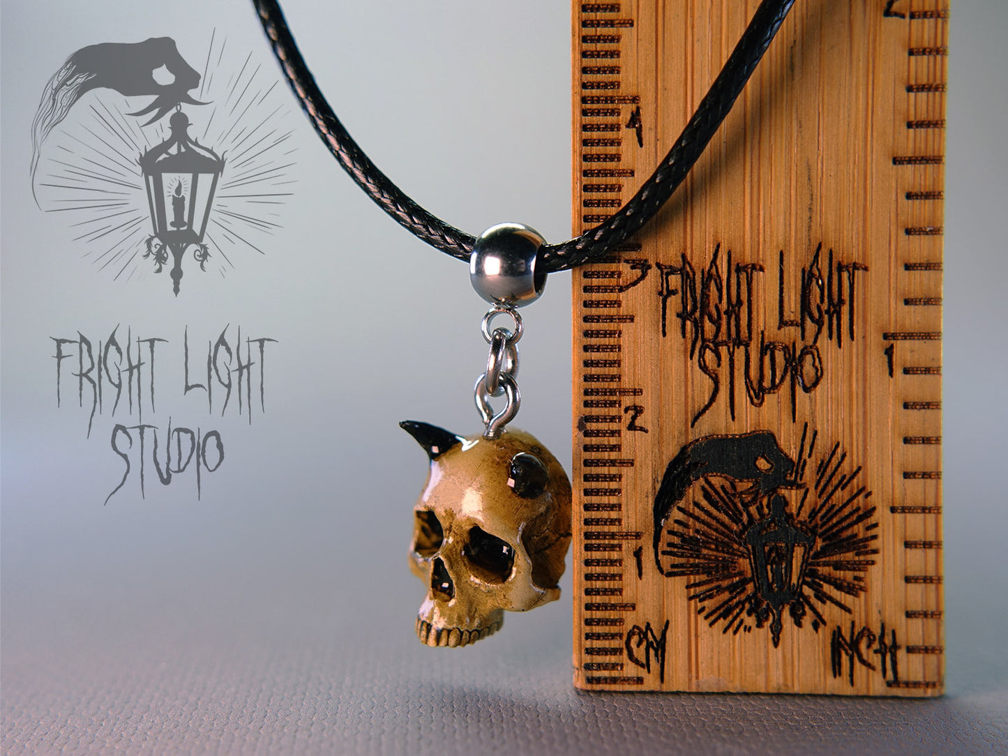Devil Skull Necklace – Aged Bone Gothic Pendant