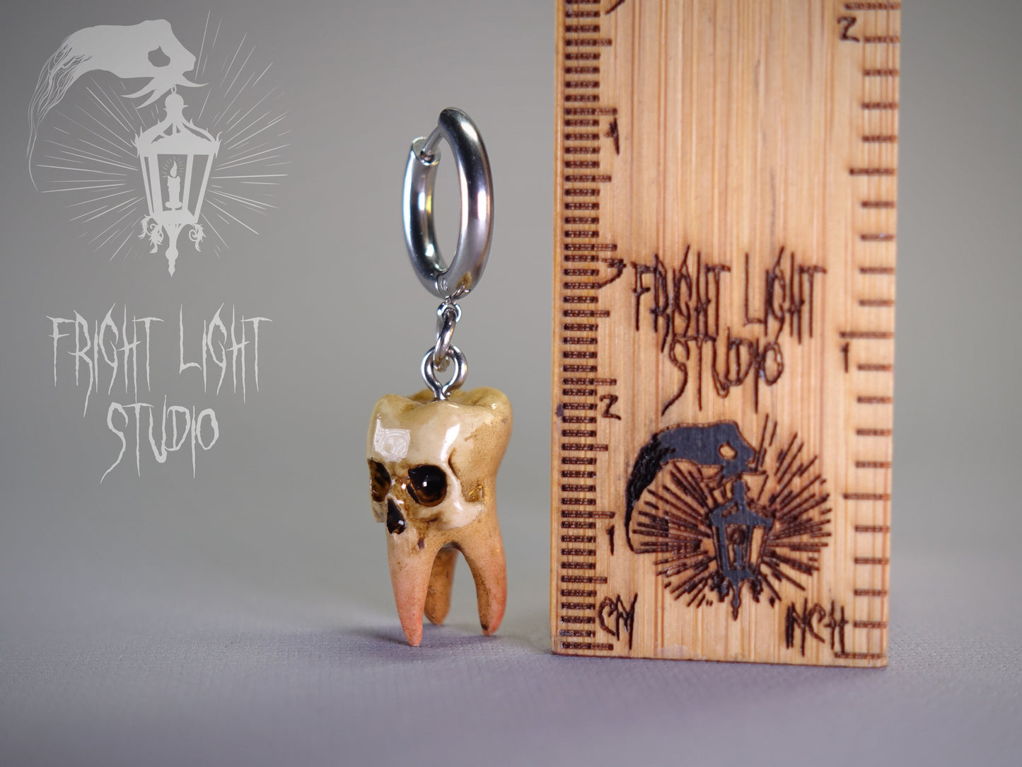 Skull Tooth Old Glossy Earrings (Pair)