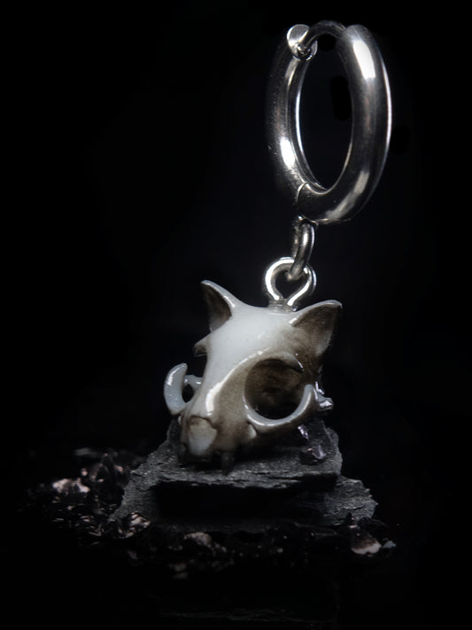 Cat Skull Ghost Earrings