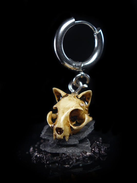 Cat Skull Old Glossy Earrings