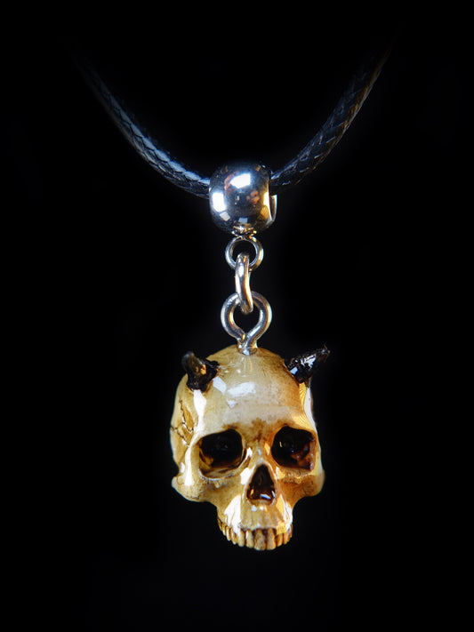 Devil Skull Necklace – Aged Bone Gothic Pendant
